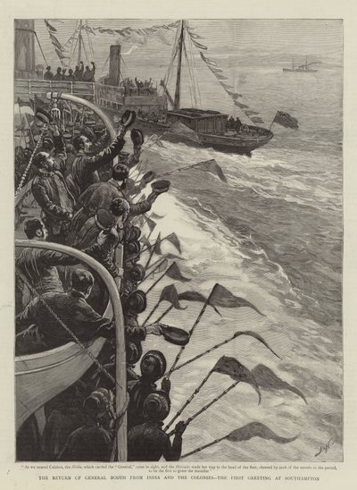 El regreso del General Booth de la India y las Colonias, el primer saludo en Southampton de Joseph Nash